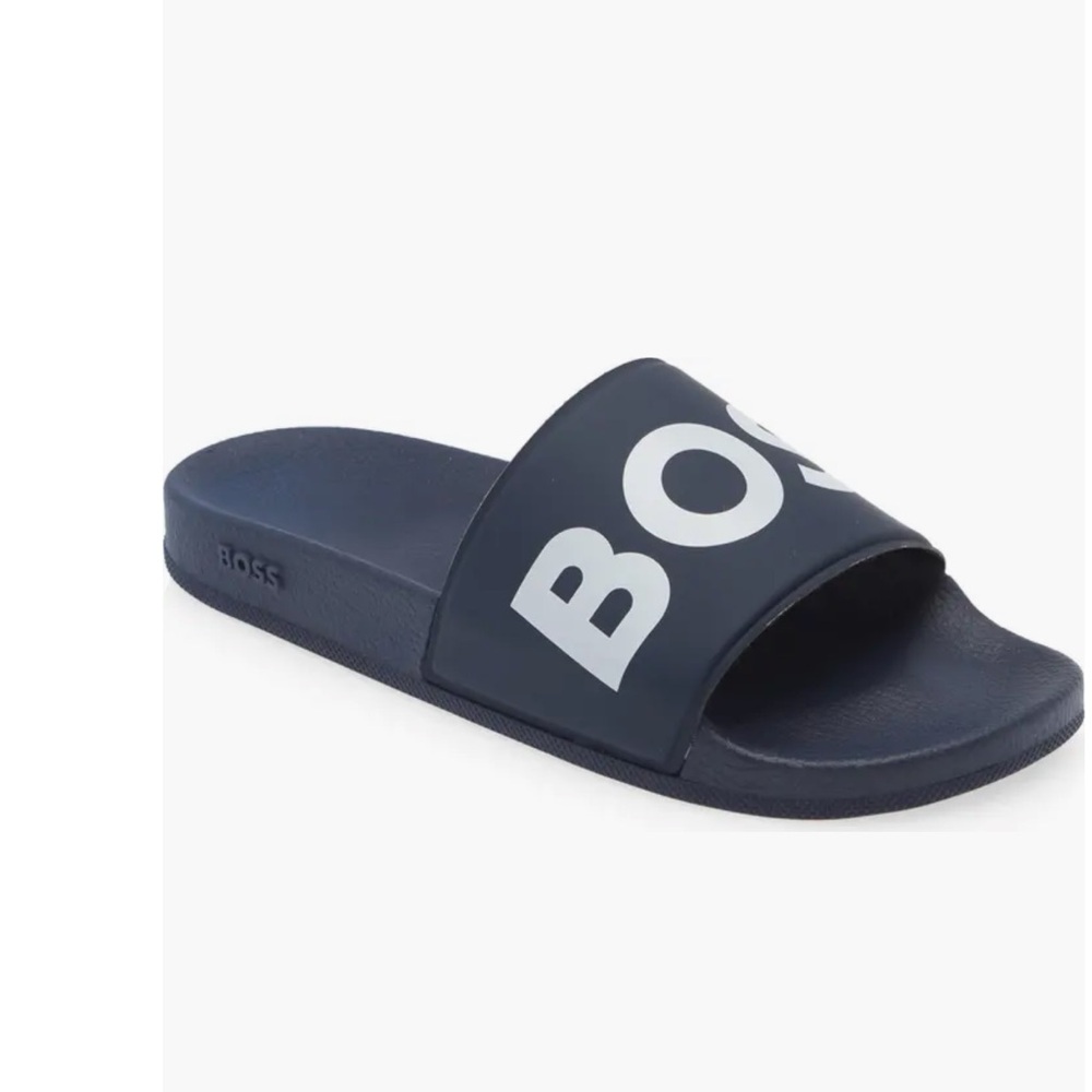Boss Dark Blue Slide Sandals
